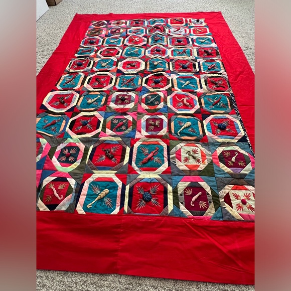 Handmade Chinese Quilt  Bai Jia Bei Patchwork The One hundred family 70 X 48 - Picture 2 of 8